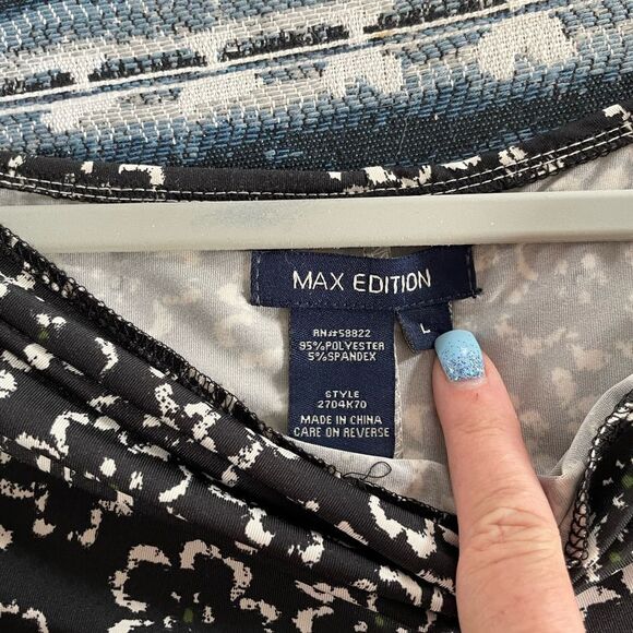 MAX EDITION tunic top with scoop neck, black & white size L - Picture 8 of 9